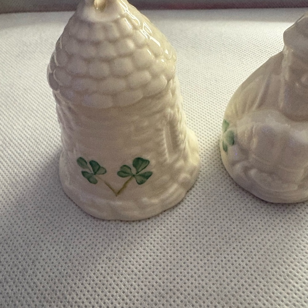 Beleek Irish  China bells leprechaun and hut ireland